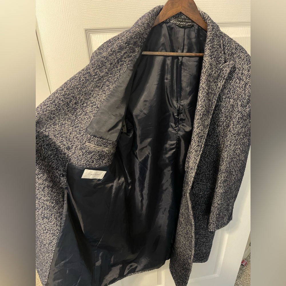 XL Calvin Klein Grey Overcoat - Picture 3 of 4